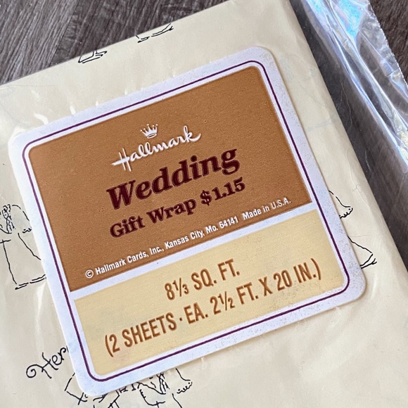 VTG 1970s Wedding Gift Wrap Hallmark Wrapping Paper NIP 2 Sheets - Picture 3 of 7